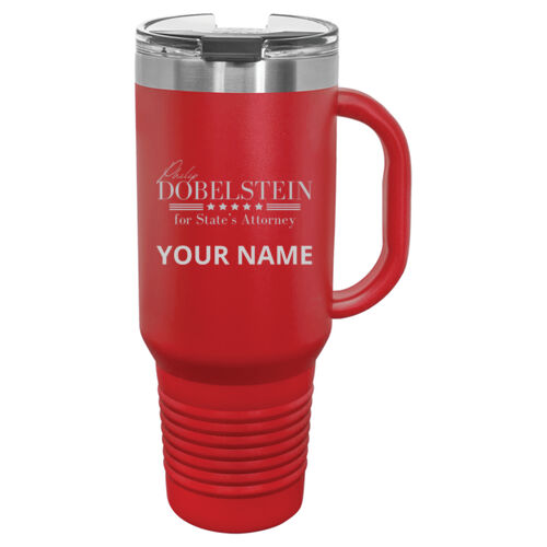 Philip Dobelstein for State's Attorney Design PD1 Engraved on a Polar Camel® - 40 oz. Travel Mug with Handle, Straw Included Thumbnail